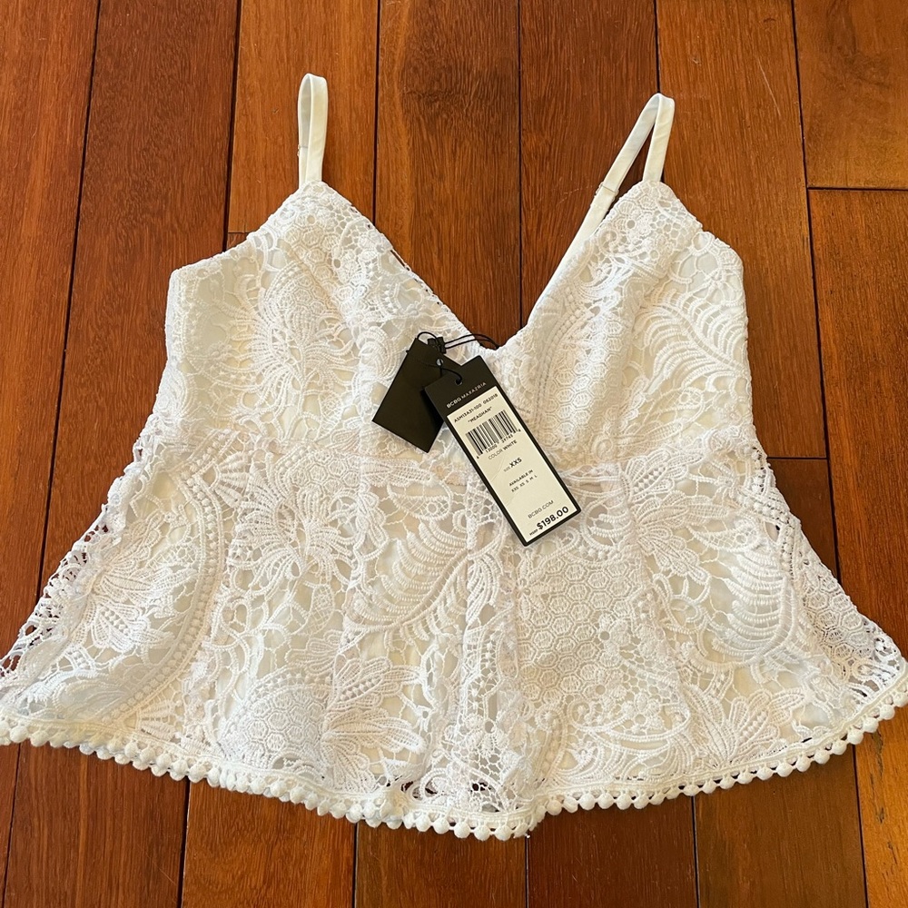 BCBG MAXAZRIA: White Lace Blouse